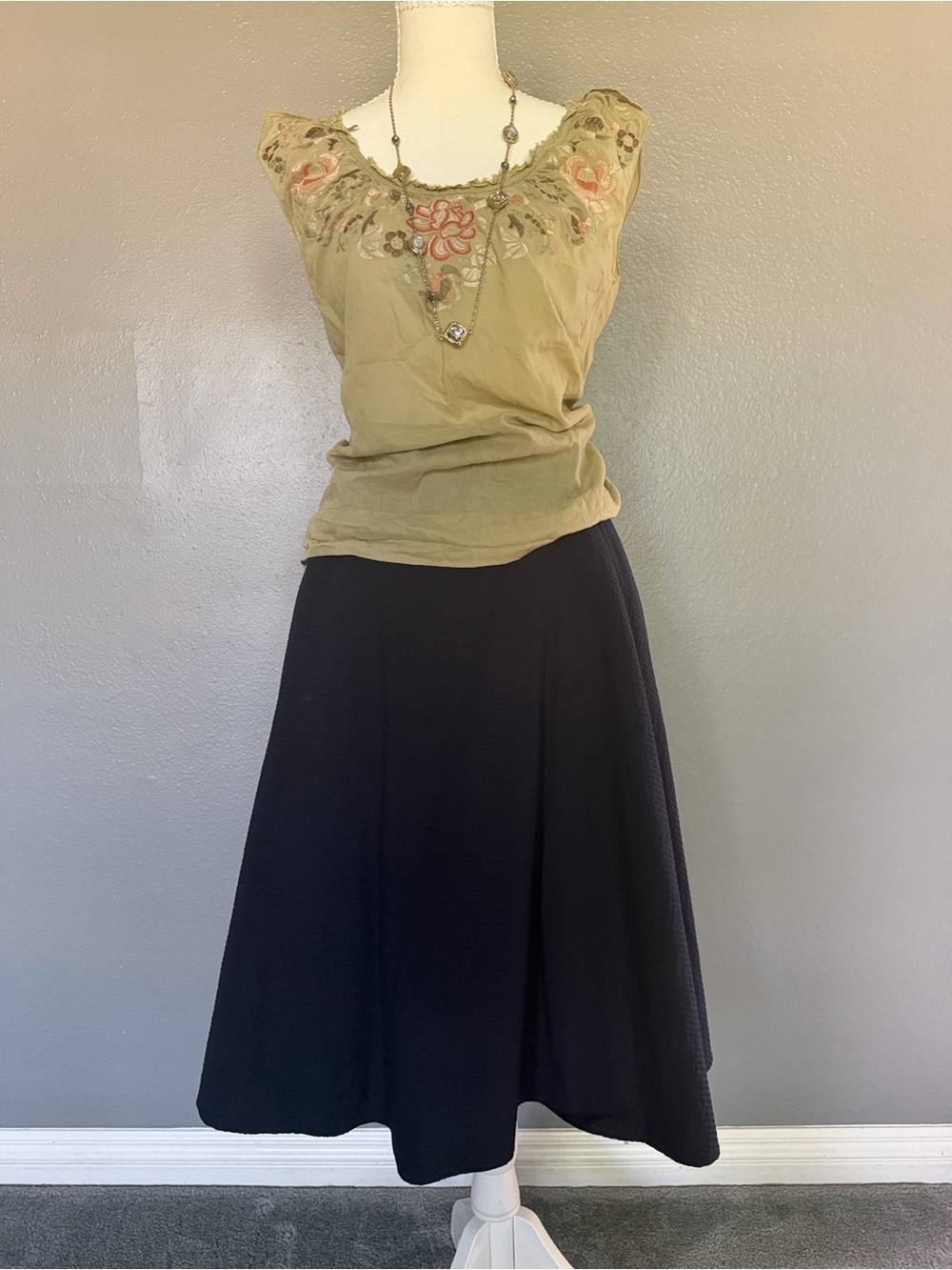 Uniqlo Navy A-Line Skirt with Flared Hem